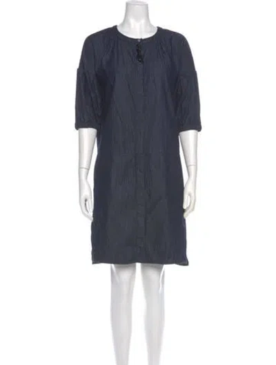 Pre-owned S Max Mara Crew Neck Knee-length Dress In Blue