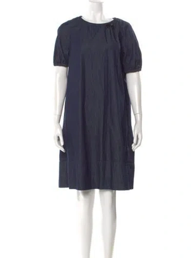 Pre-owned S Max Mara Crew Neck Knee-length Dress In Blue