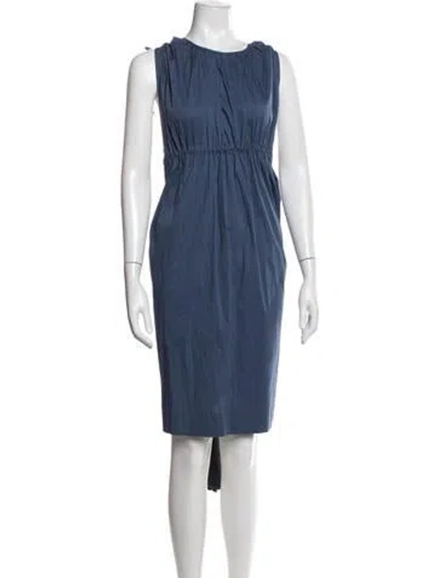 Pre-owned S Max Mara Crew Neck Knee-length Dress In Blue