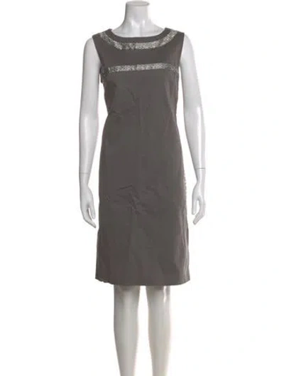 Pre-owned 's Max Mara Crew Neck Knee-length Dress In Grey