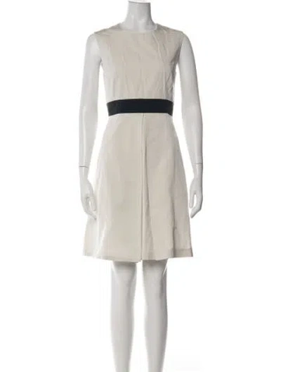 Pre-owned S Max Mara Crew Neck Knee-length Dress In White