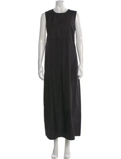 Pre-owned 's Max Mara Crew Neck Long Dress In Black