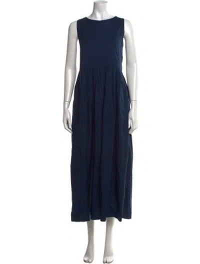 Pre-owned 's Max Mara Crew Neck Long Dress In Blue
