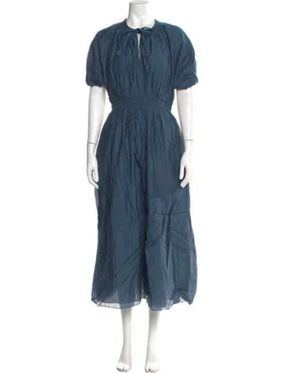 Pre-owned 's Max Mara Crew Neck Long Dress In Blue