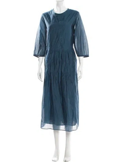 Pre-owned S Max Mara Crew Neck Long Dress In Blue