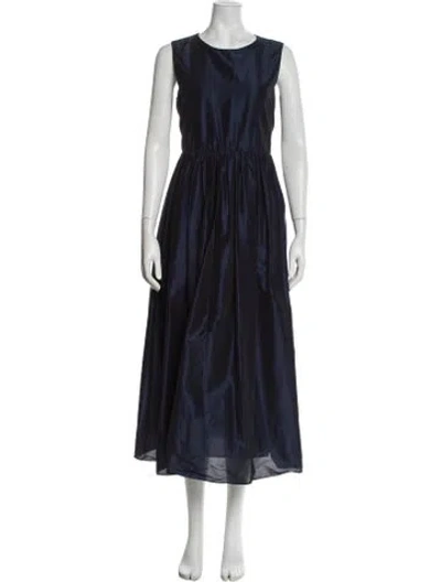 Pre-owned S Max Mara Crew Neck Long Dress In Blue