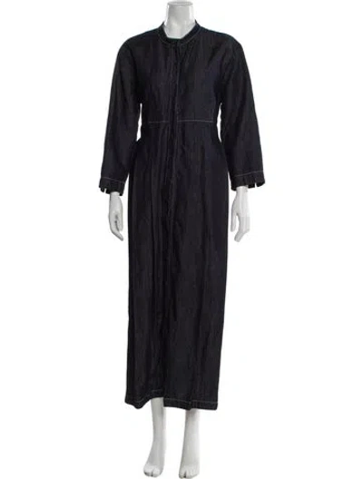 Pre-owned S Max Mara Crew Neck Long Dress In Blue