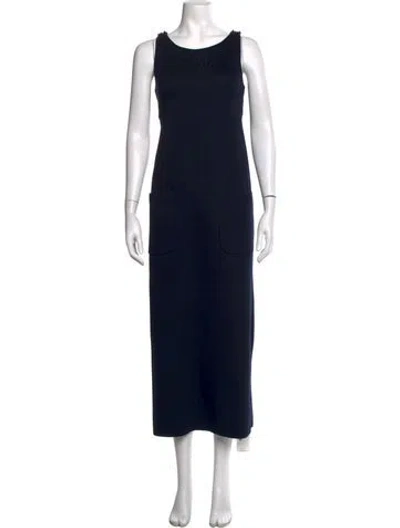 Pre-owned S Max Mara Crew Neck Long Dress In Blue