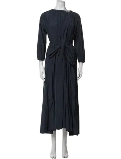 Pre-owned S Max Mara Crew Neck Long Dress In Blue