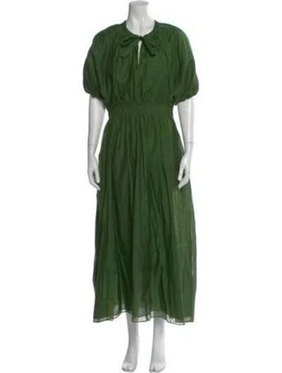 Pre-owned 's Max Mara Crew Neck Long Dress In Green