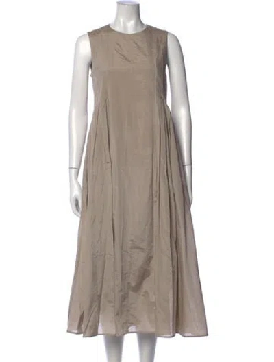 Pre-owned S Max Mara Crew Neck Long Dress In Neutrals