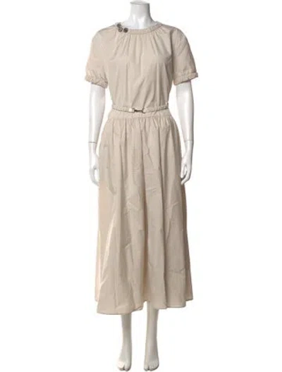Pre-owned S Max Mara Crew Neck Long Dress W/ Tags In Neutrals