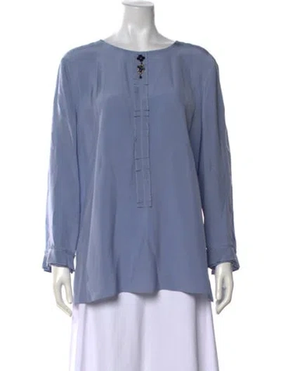 Pre-owned S Max Mara Crew Neck Long Sleeve Blouse In Blue