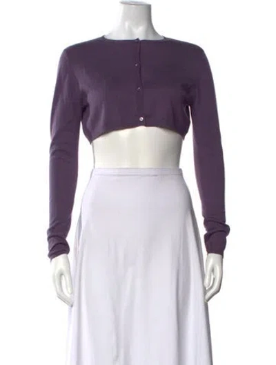 Pre-owned S Max Mara Crew Neck Long Sleeve Crop Top In Purple