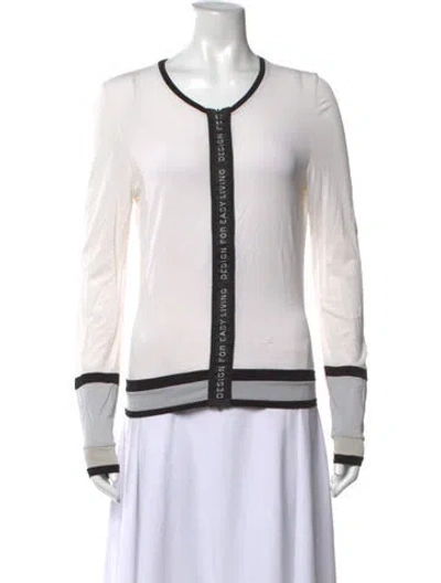 Pre-owned S Max Mara Crew Neck Long Sleeve Top In White