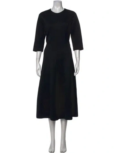 Pre-owned 's Max Mara Crew Neck Midi Length Dress In Black