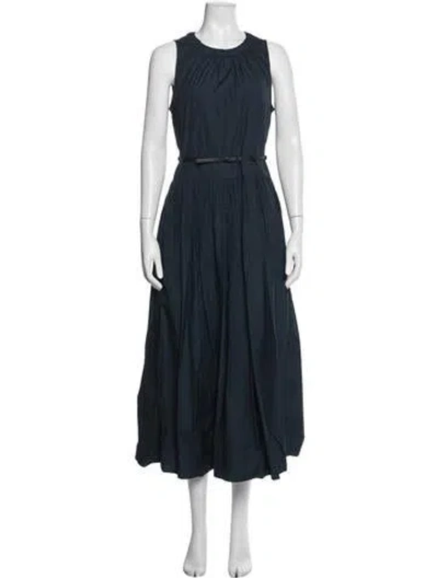 Pre-owned 's Max Mara Crew Neck Midi Length Dress In Blue