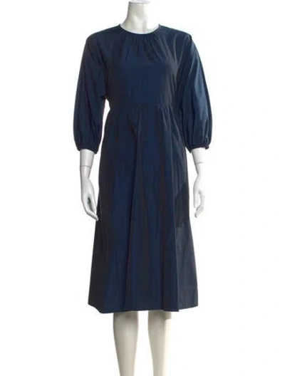 Pre-owned 's Max Mara Crew Neck Midi Length Dress In Blue