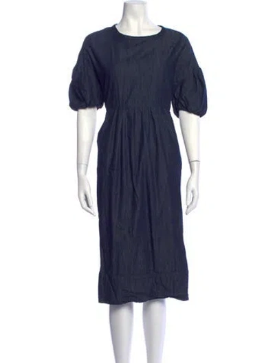 Pre-owned S Max Mara Crew Neck Midi Length Dress In Blue
