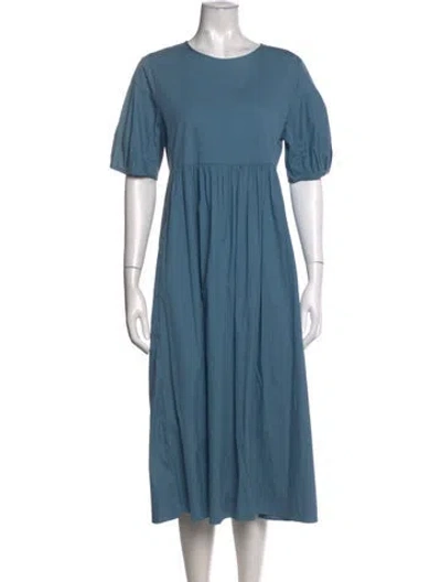 Pre-owned S Max Mara Crew Neck Midi Length Dress In Blue