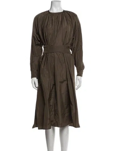 Pre-owned S Max Mara Crew Neck Midi Length Dress In Brown