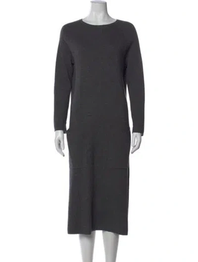 Pre-owned S Max Mara Crew Neck Midi Length Dress In Grey