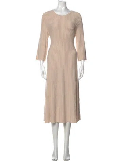Pre-owned 's Max Mara Crew Neck Midi Length Dress In Neutrals