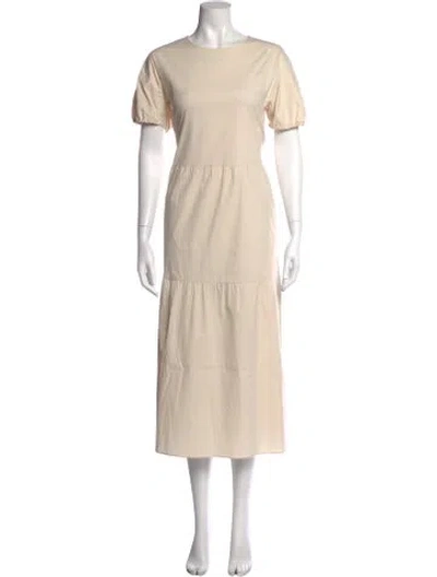 Pre-owned 's Max Mara Crew Neck Midi Length Dress In Neutrals