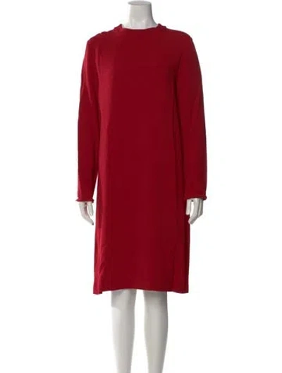 Pre-owned 's Max Mara Crew Neck Midi Length Dress In Red