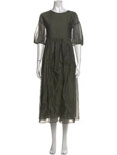 Pre-owned S Max Mara Crew Neck Midi Length Dress W/ Tags In Green