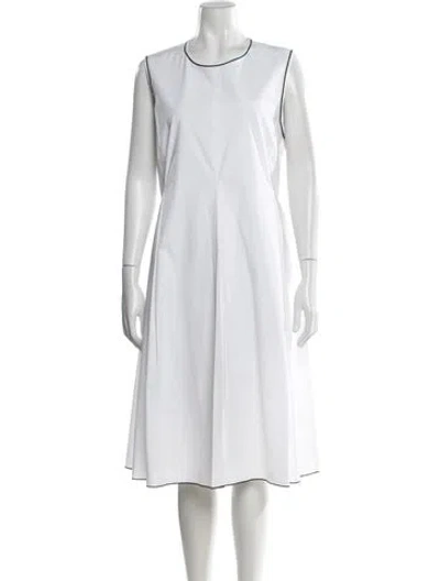 Pre-owned 's Max Mara Crew Neck Midi Length Dress In White