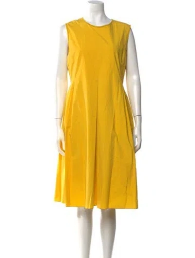 Pre-owned S Max Mara Crew Neck Midi Length Dress In Yellow