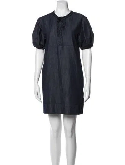 Pre-owned 's Max Mara Crew Neck Mini Dress In Blue