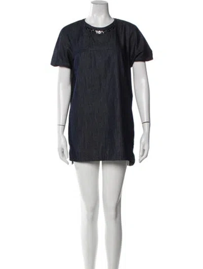 Pre-owned 's Max Mara Crew Neck Mini Dress In Blue