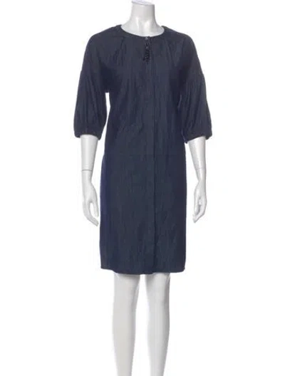 Pre-owned S Max Mara Crew Neck Mini Dress In Blue