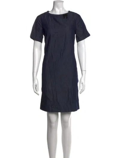 Pre-owned S Max Mara Crew Neck Mini Dress In Blue