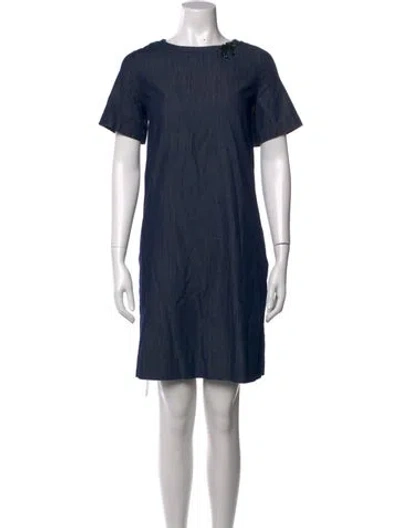 Pre-owned S Max Mara Crew Neck Mini Dress In Blue