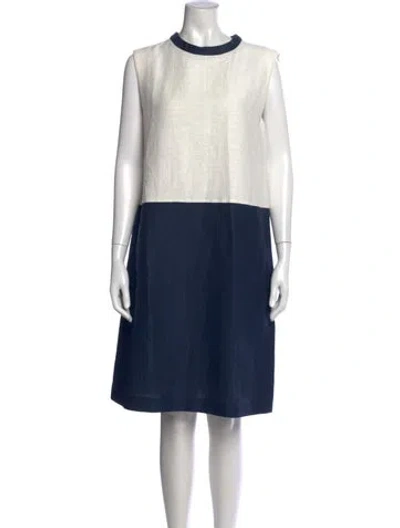 Pre-owned S Max Mara Crew Neck Mini Dress In Blue/white
