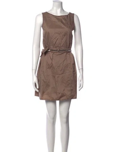 Pre-owned S Max Mara Crew Neck Mini Dress In Neutrals