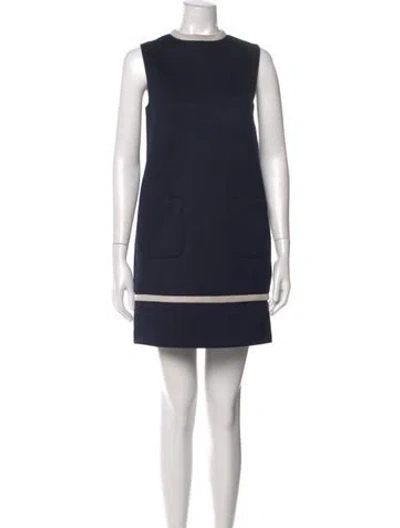 Pre-owned 's Max Mara Crew Neck Mini Dress W/ Tags In Blue