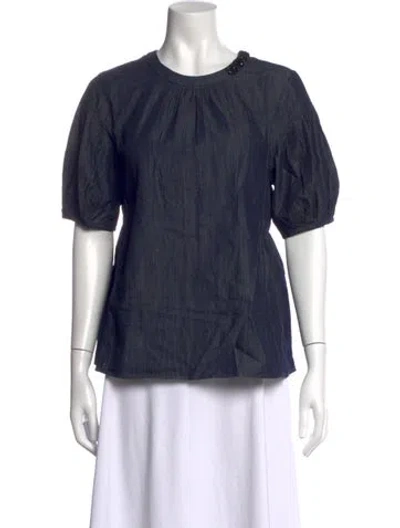 Pre-owned S Max Mara Crew Neck Short Sleeve Top In Blue