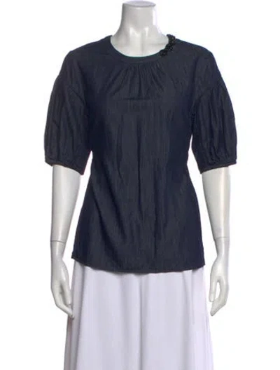 Pre-owned S Max Mara Crew Neck Short Sleeve Top In Blue