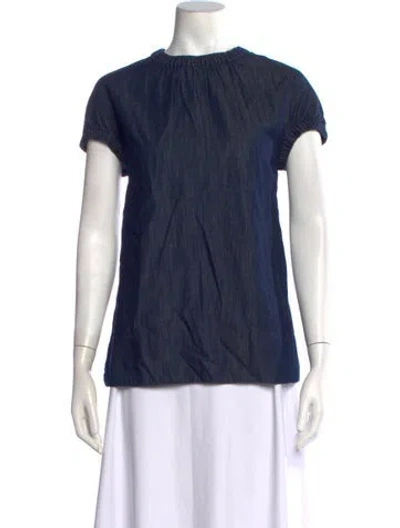 Pre-owned S Max Mara Crew Neck Short Sleeve Top In Blue