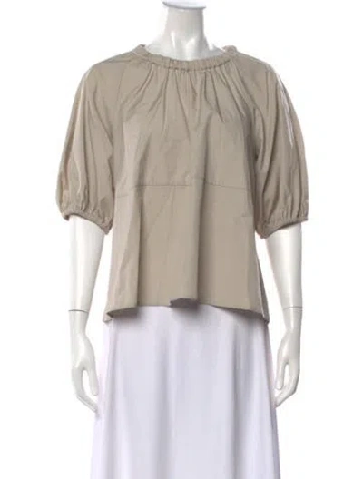 Pre-owned S Max Mara Crew Neck Short Sleeve Top In Neutrals