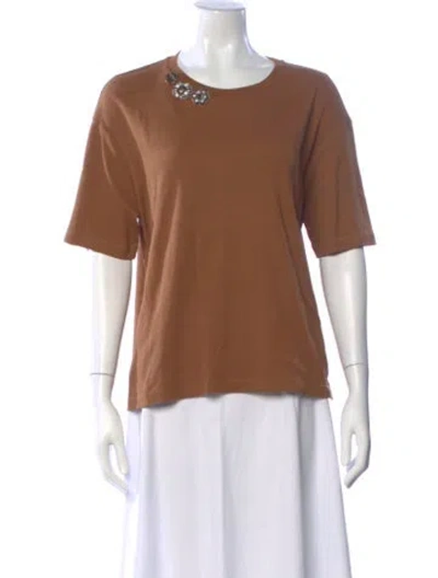 Pre-owned S Max Mara Crew Neck Short Sleeve T-shirt In Brown