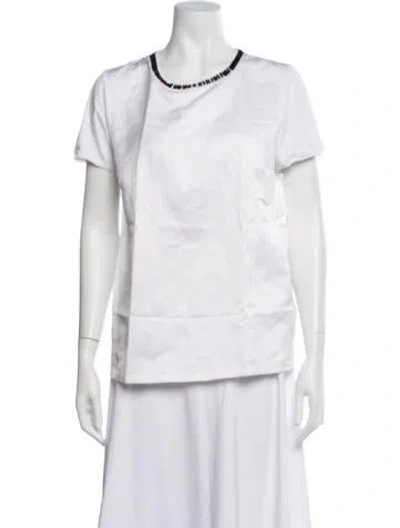 Pre-owned S Max Mara Crew Neck Short Sleeve T-shirt In Neutrals