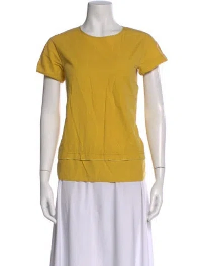 Pre-owned S Max Mara Crew Neck Short Sleeve T-shirt In Yellow