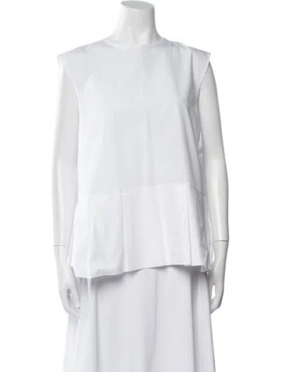 Pre-owned S Max Mara Crew Neck Sleeveless Blouse In Neutrals/white