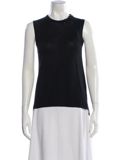 Pre-owned 's Max Mara Crew Neck Sleeveless Top In Blue