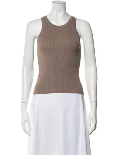 Pre-owned S Max Mara Crew Neck Sleeveless Top In Neutrals